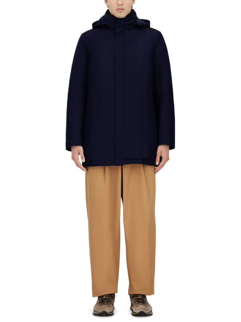 Herno Minimalist Hooded Casual Coat With Concealed Closure