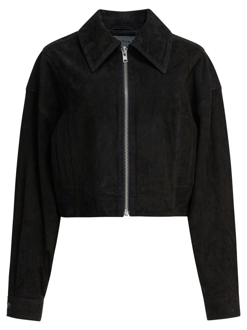 Ivy & Oak Cropped Leather Jacket With Classic Collar