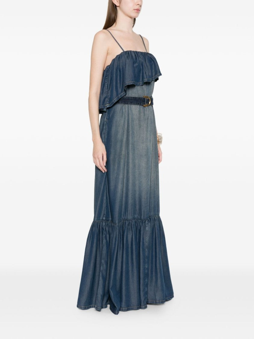 Pinko Blue Tiered Ruffled Day Dress