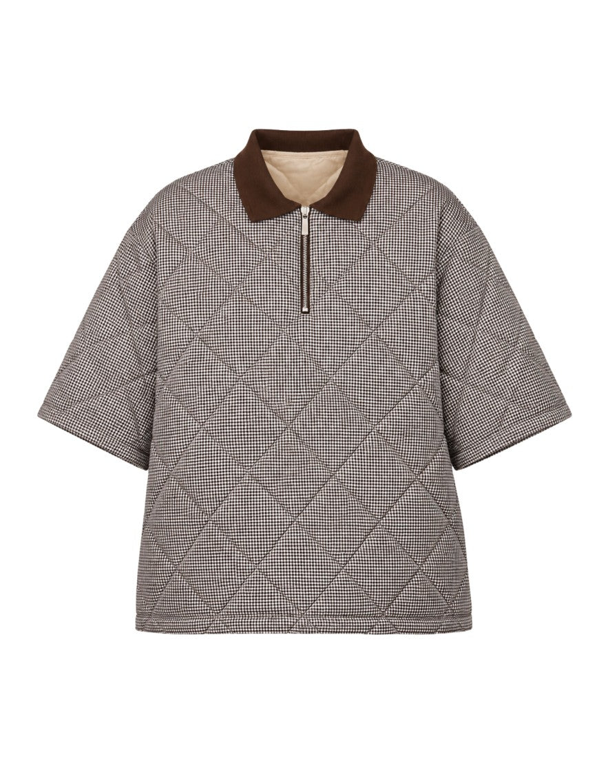 Nine In The Morning Check Diamond-Quilted Cotton Overshirt