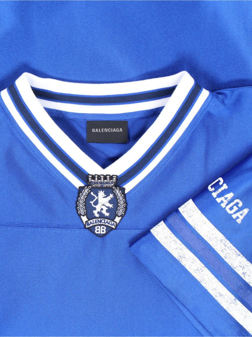Balenciaga 3B Football V-Neck Logo T-Shirt