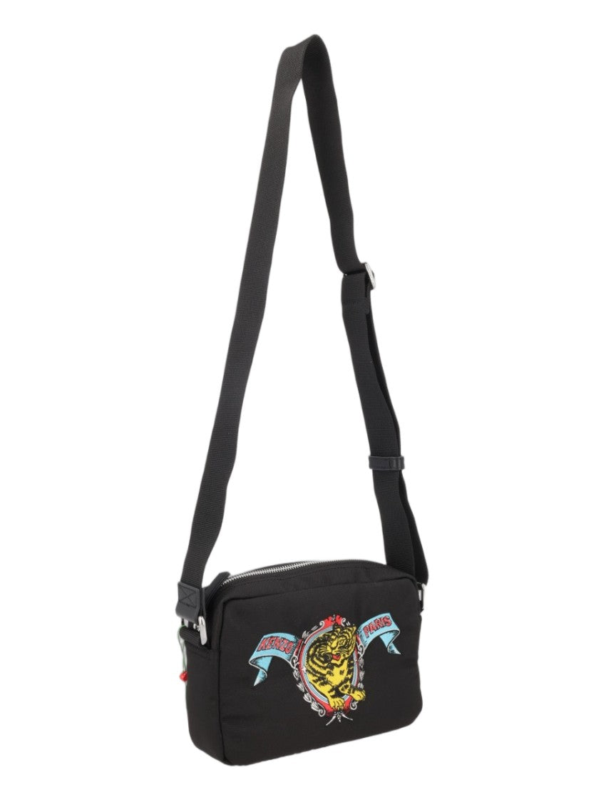 Kenzo Compact Rectangular Crossbody Shoulder Bag With Bold Tiger Emblem