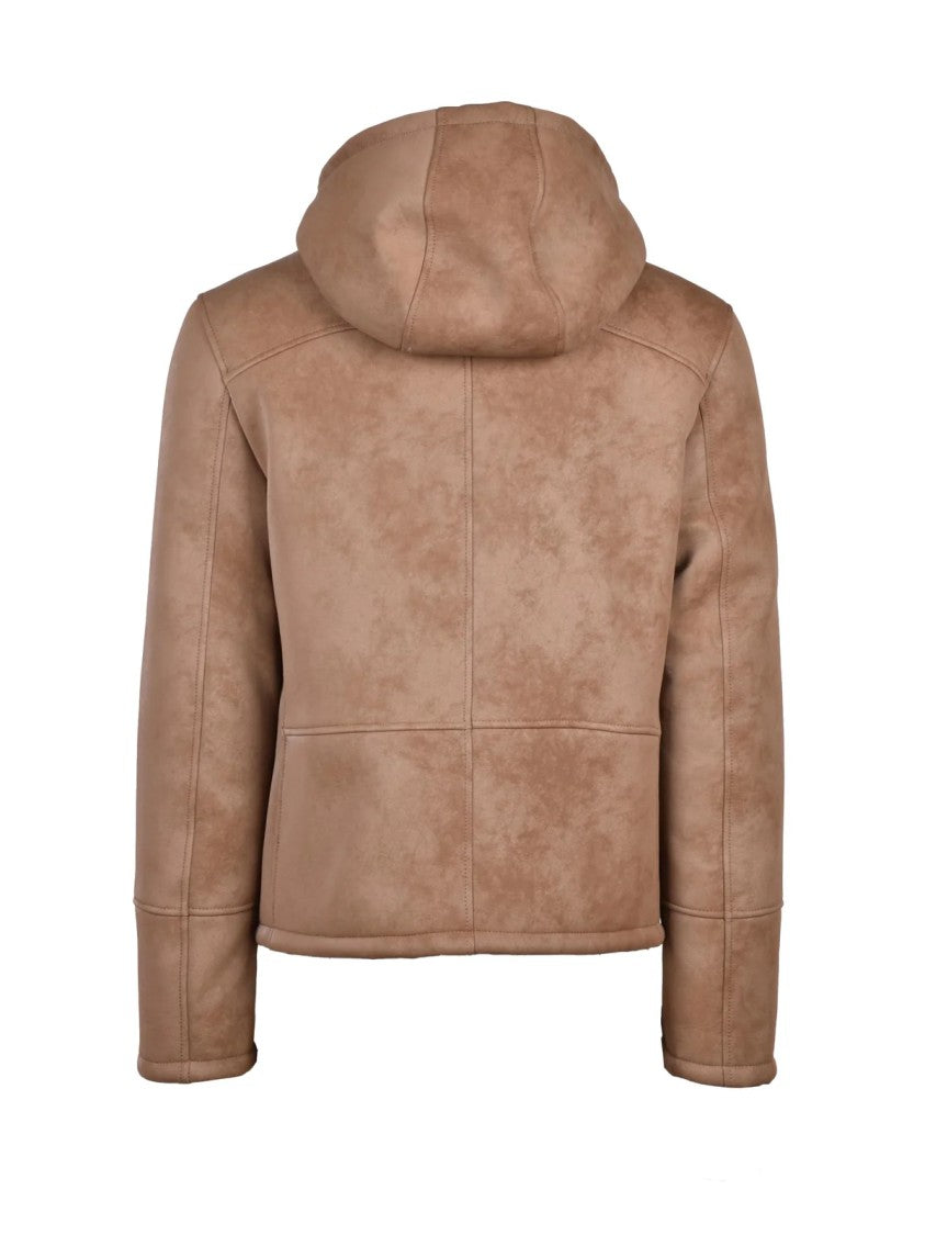 Bully Eco Leather Jacket With Hood And Plush Lining