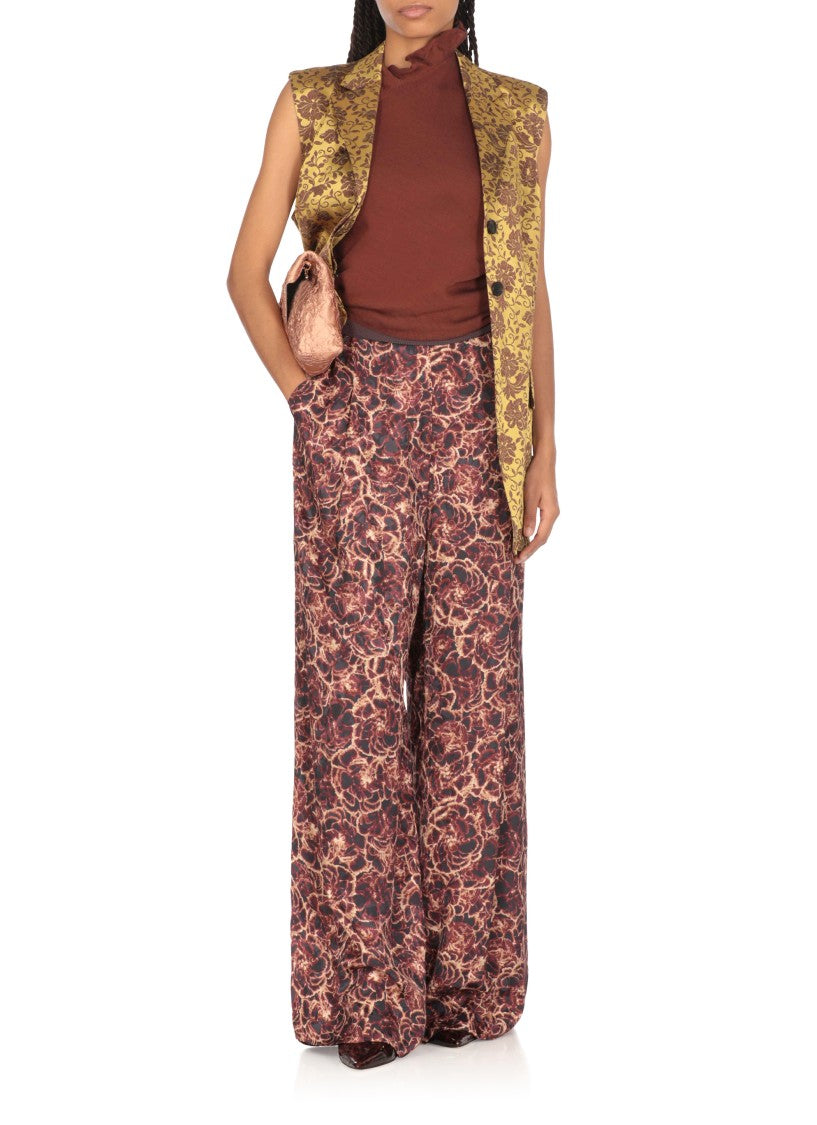 Dries Van Noten Wide-Leg Viscose Pants With Floral Pattern