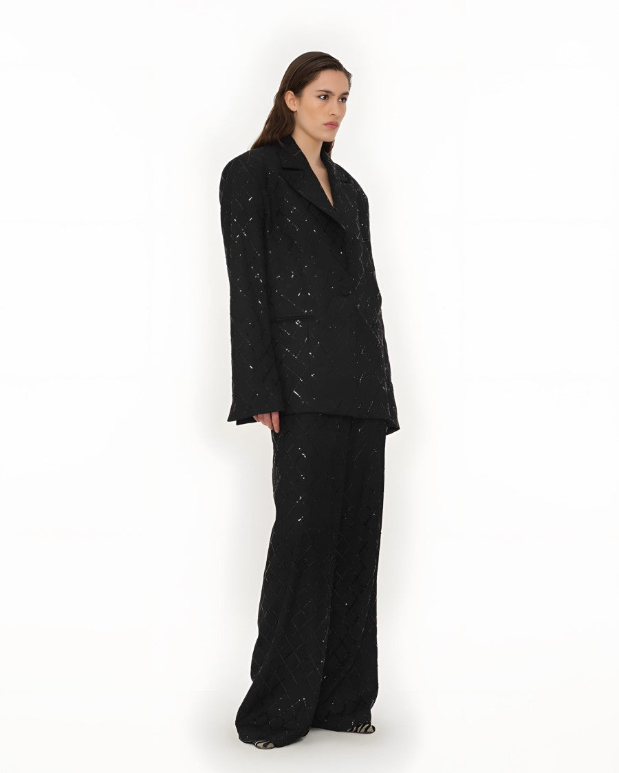 Rotate Wide-Leg Sequin Trousers