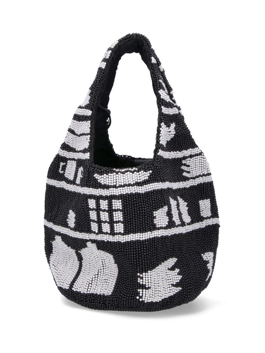 J. W. Anderson Mini Beaded Bag – Black/White