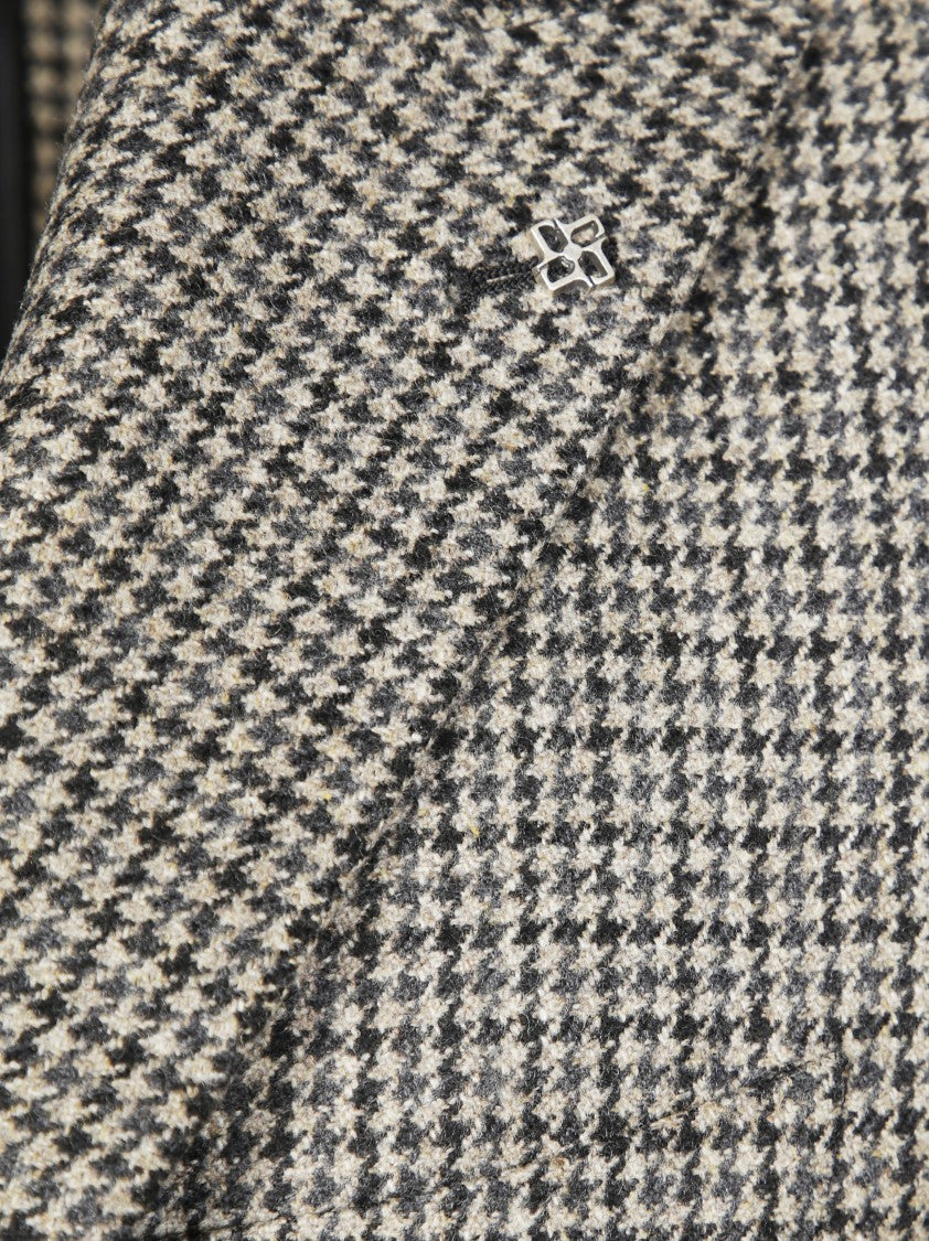 Tagliatore Tailored Long Blazer With Micro-Check Pattern