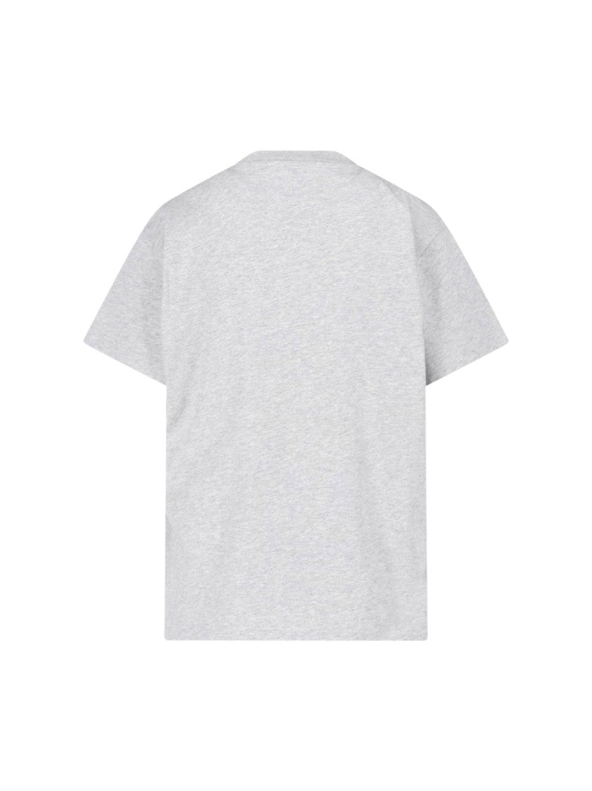 Jil Sander Grey Crewneck Logo Cotton T-Shirt