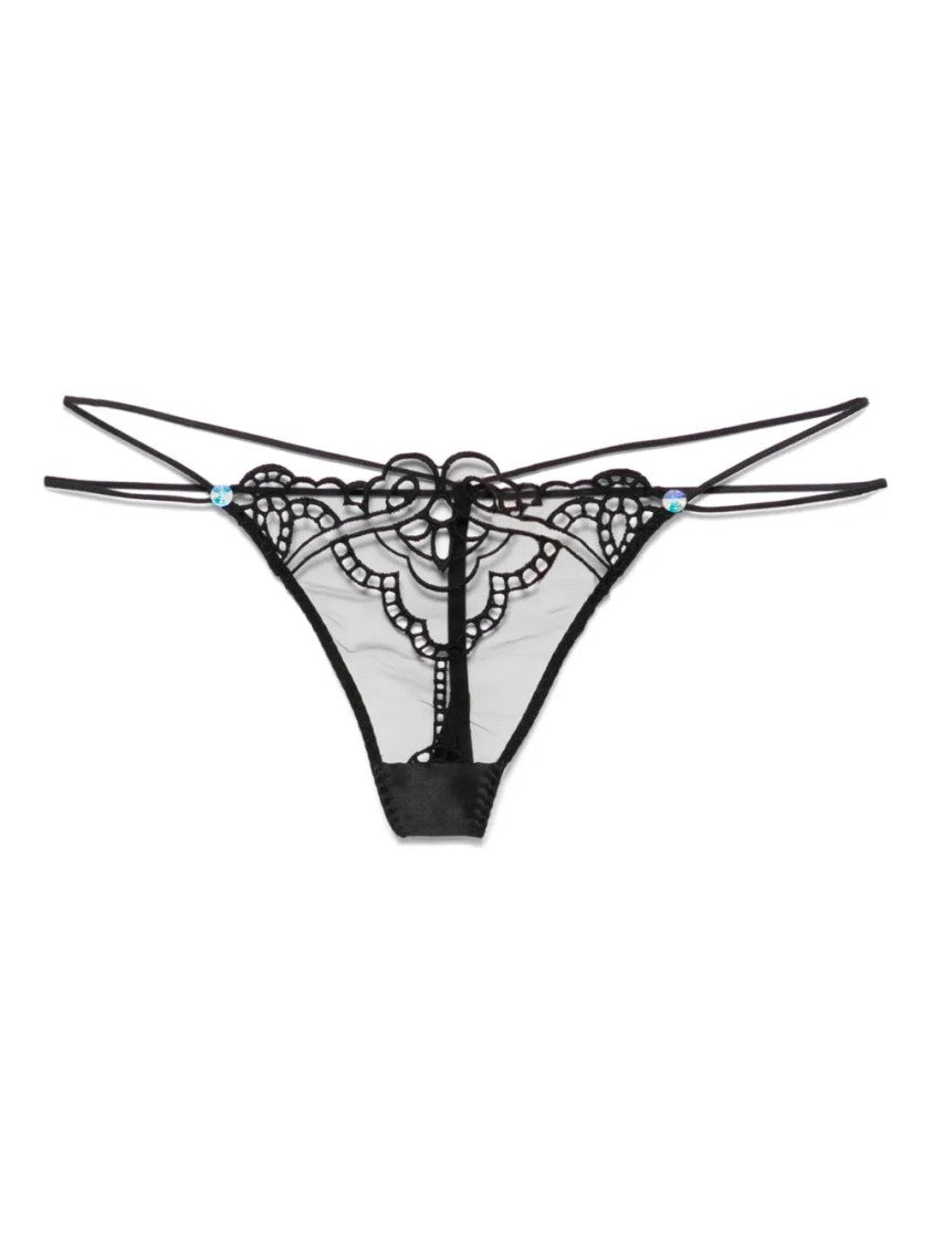 Agent Provocateur Black Seren Sheer Embroidered Nylon Panties
