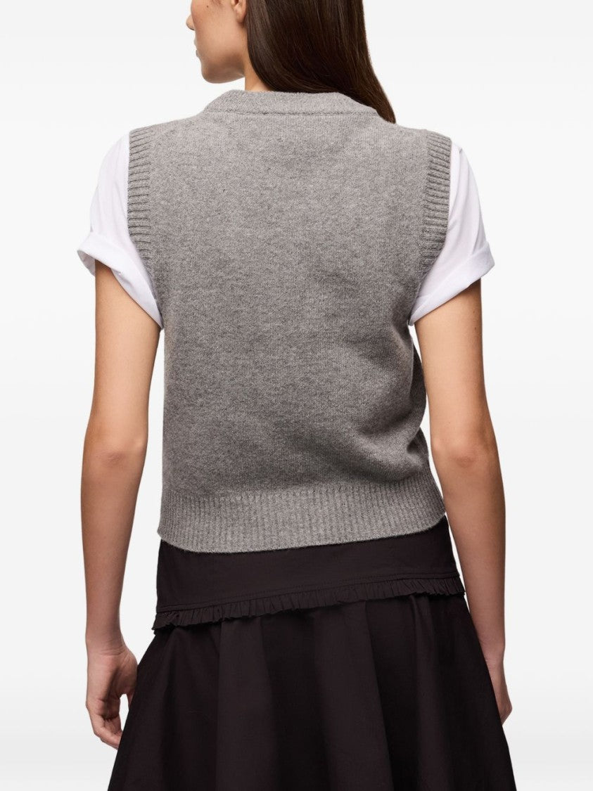Ganni Sleeveless Graphic Knit Sweater