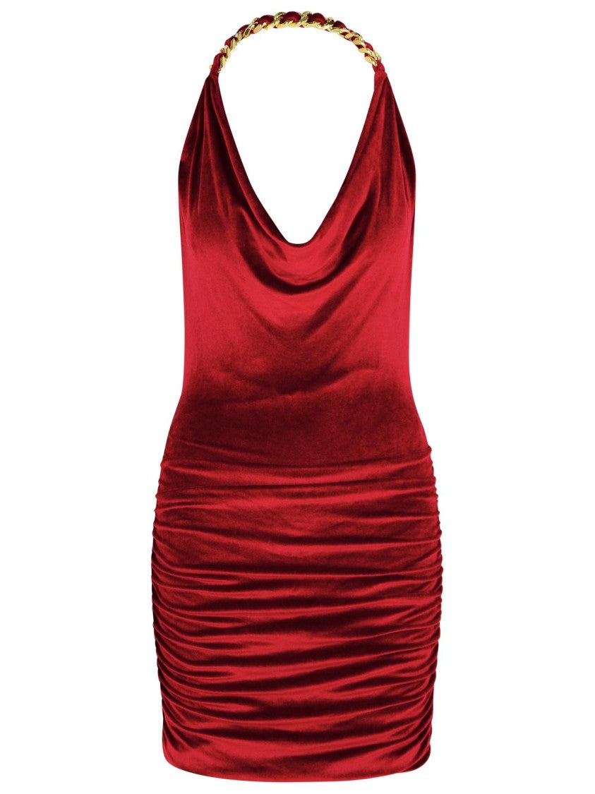 Balmain Burgundy Viscose Blend Dress