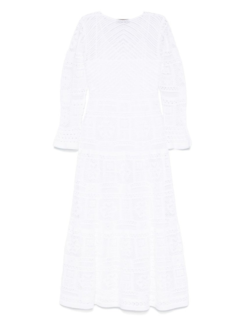 Dexterior Long Flowing Dress With Textured Patterns