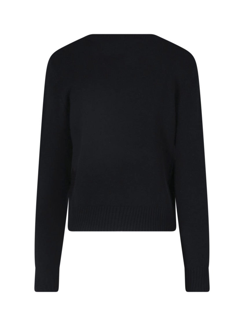 Lisa Yang Cropped Classic Crew Neck Knit Sweater
