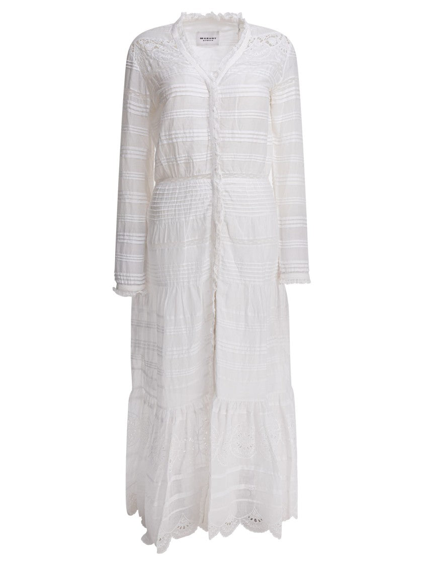 Isabel Marant Étoile Tiered White Dress With Lace Detailing