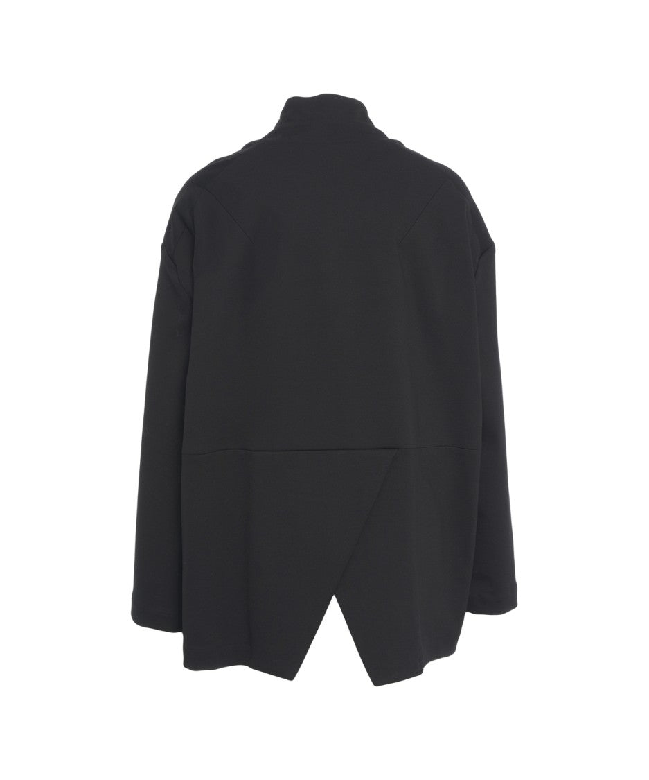 Oblo Unique Oversized Black Jacket With Angular Cut Detail