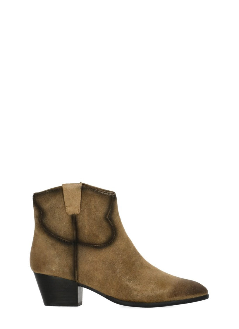 Ash Brown Fame Arrow-Toe Suede Boots
