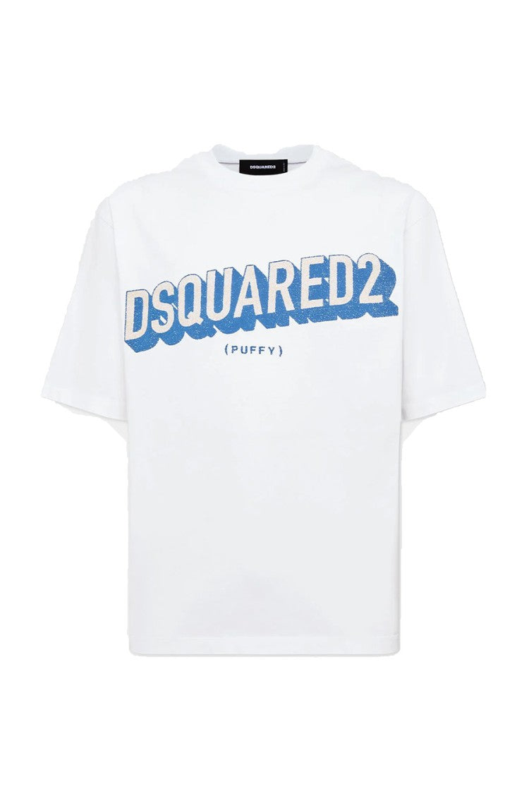 Dsquared2 White 3D-Effect Puffy Logo Printed Cotton T-Shirt