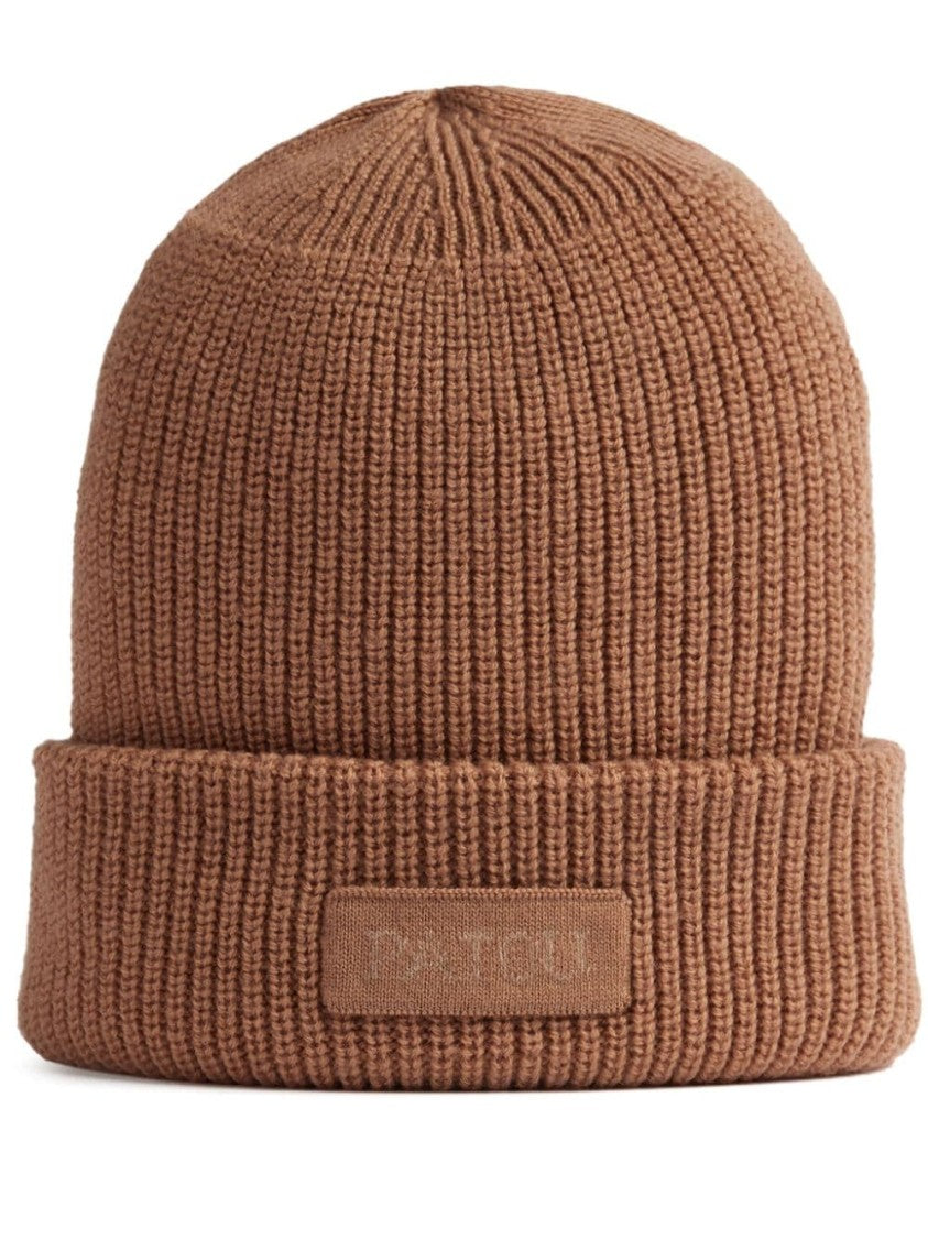 Patou Ribbed Brown Merino Wool Knitted Hat