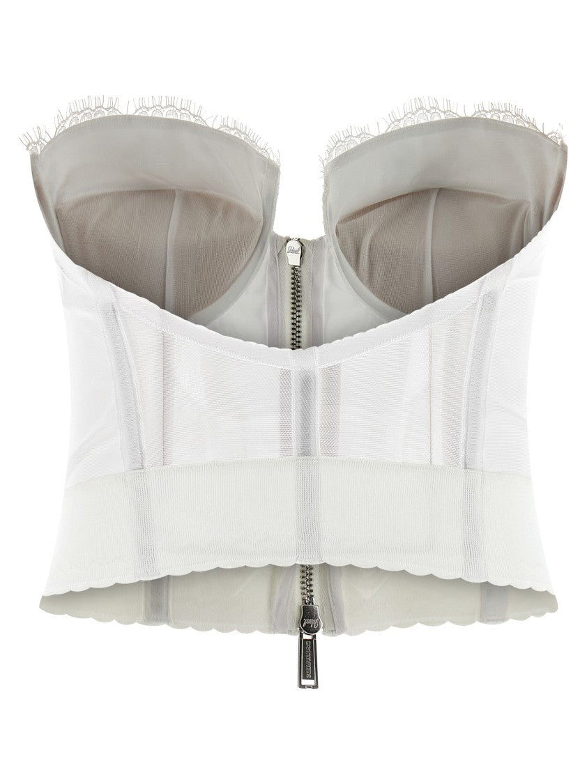 Dsquared2 Off-The-Shoulder Bustier Top With Lace And Tulle Detailing