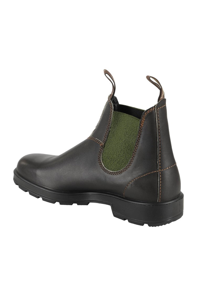 Blundstone Leather Boots With Contrasting Olive Green Elastic Band