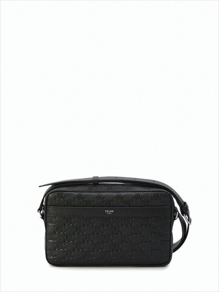 Celine Embossed Calf Leather Crossbody Bag With Adjustable Strap