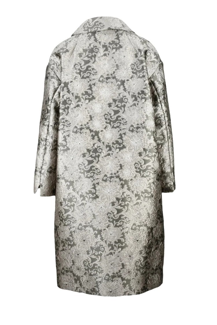 Max Mara Effige Brocade Coat - Grey
