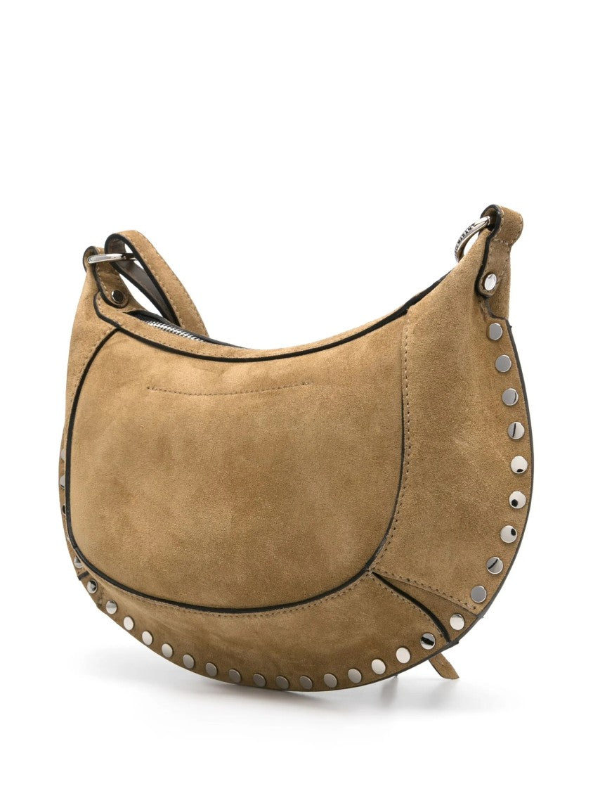 Isabel Marant Crescent-Shaped Brown Calf Velvet Leather Oskan Moon Shoulder Bag