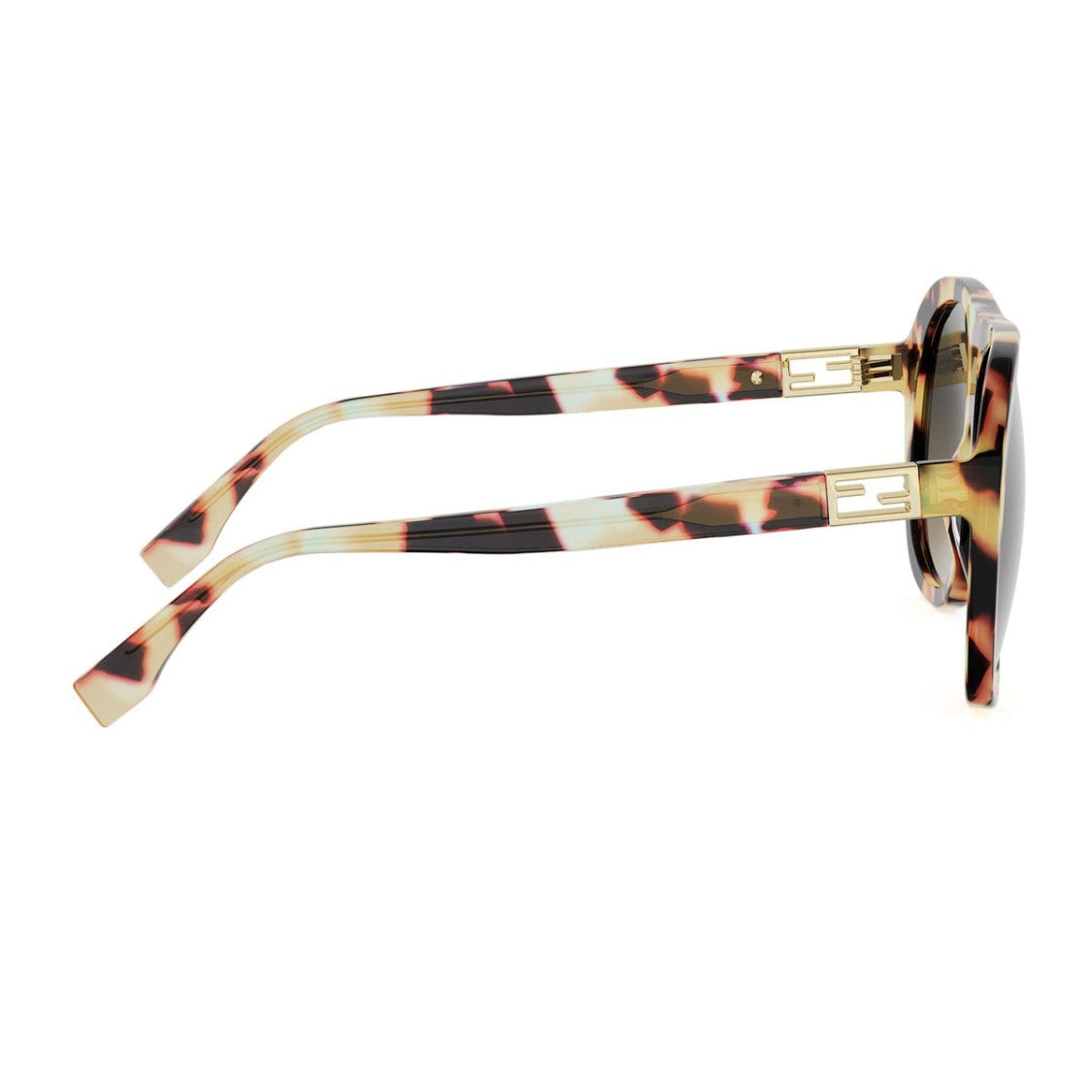Fendi Havana Tube Bold Oversized Acetate Sunglasses