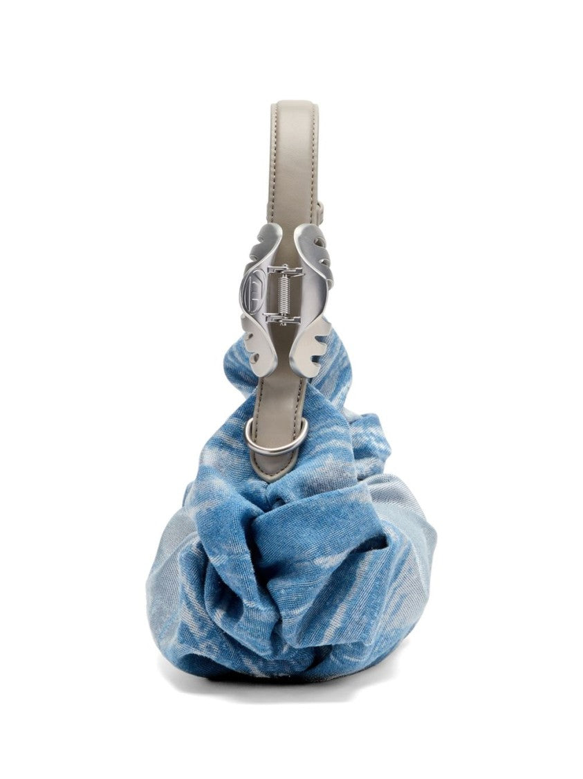 Diesel Ruched Silk And Nylon Leather Bag