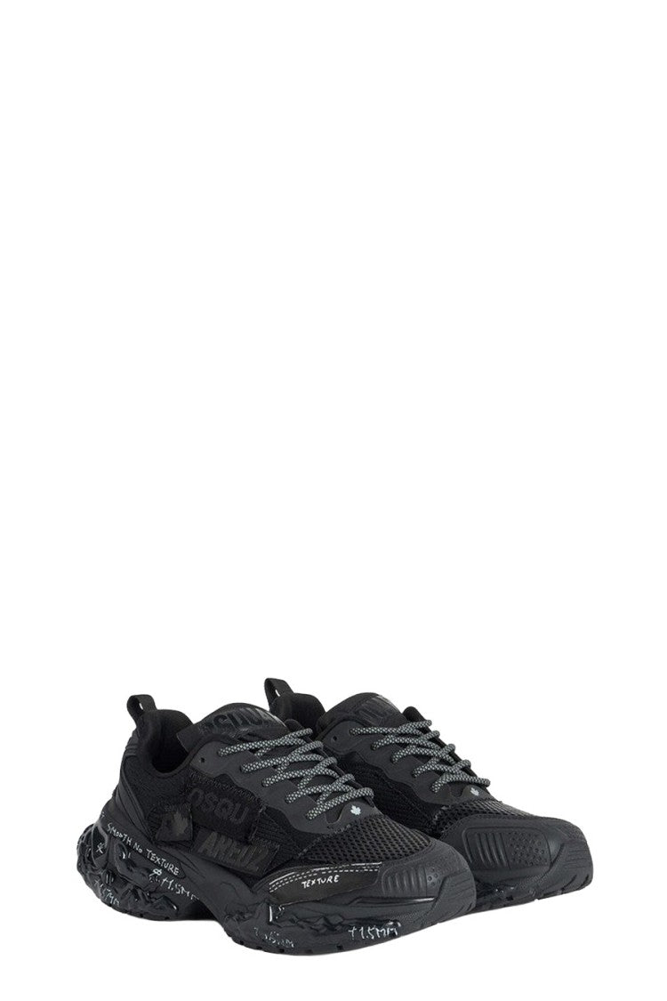 Dsquared2 Black Polyester-Spandex Blend Graphic Chunky Sneaker