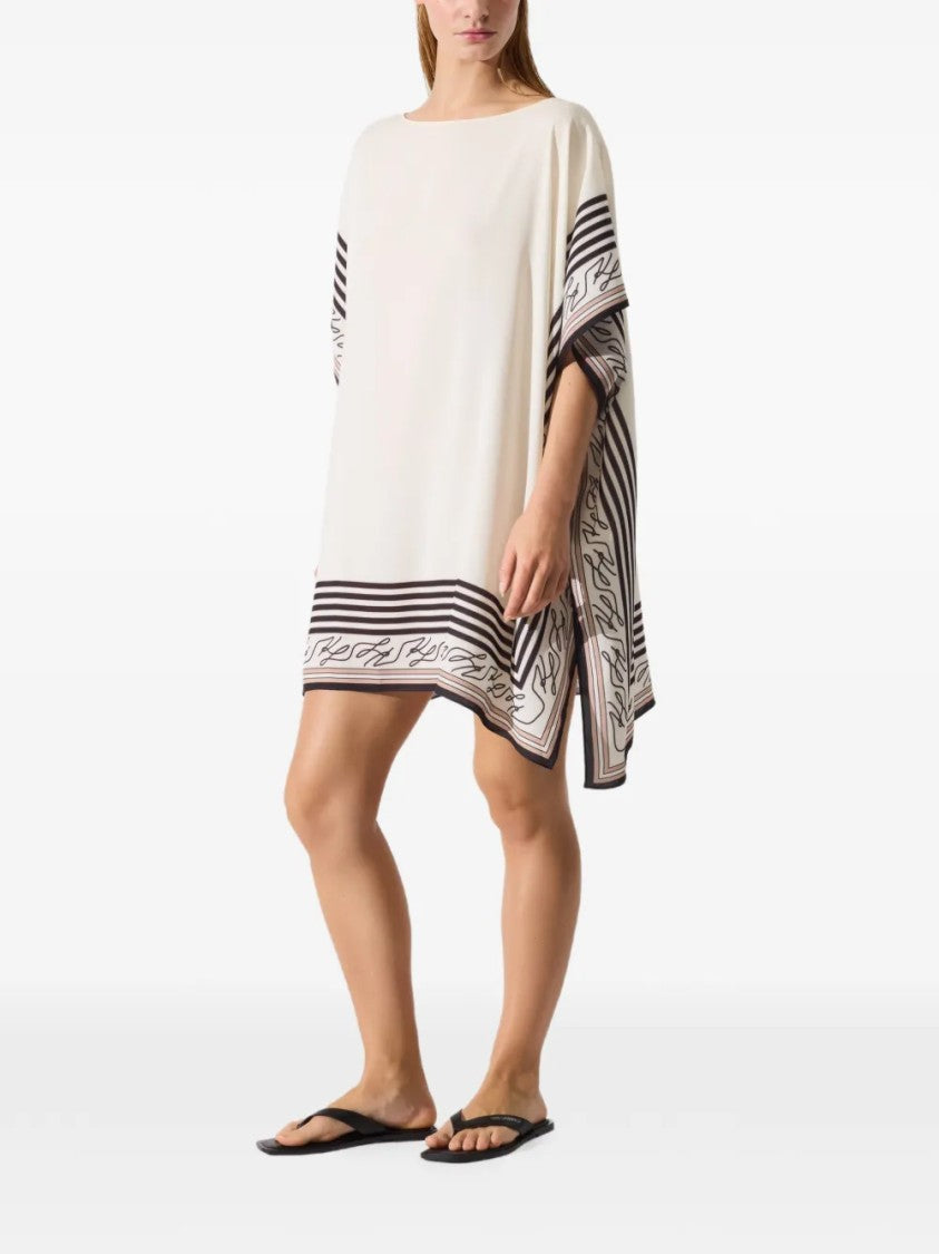 Karl Lagerfeld Cream Beach Cover-Up With Striped Borders