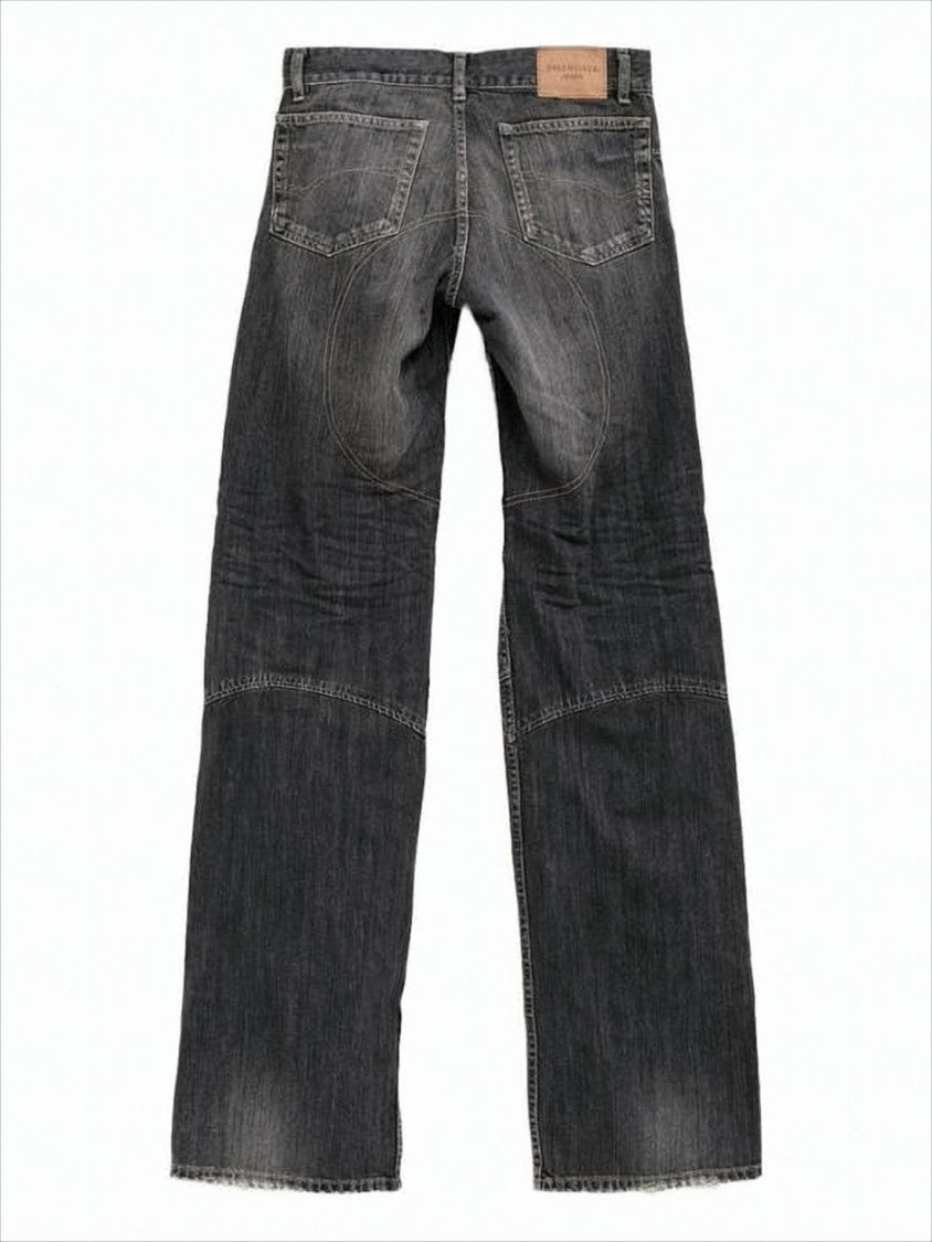 Balenciaga Relaxed Fit Black Denim Pants With Distinctive Panel Stitching