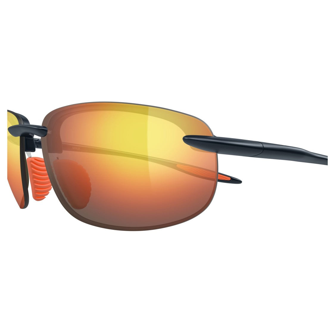 Maui Jim Hookipa Ultra Rimless Black Sunglasses With Mirrored Orange Lenses