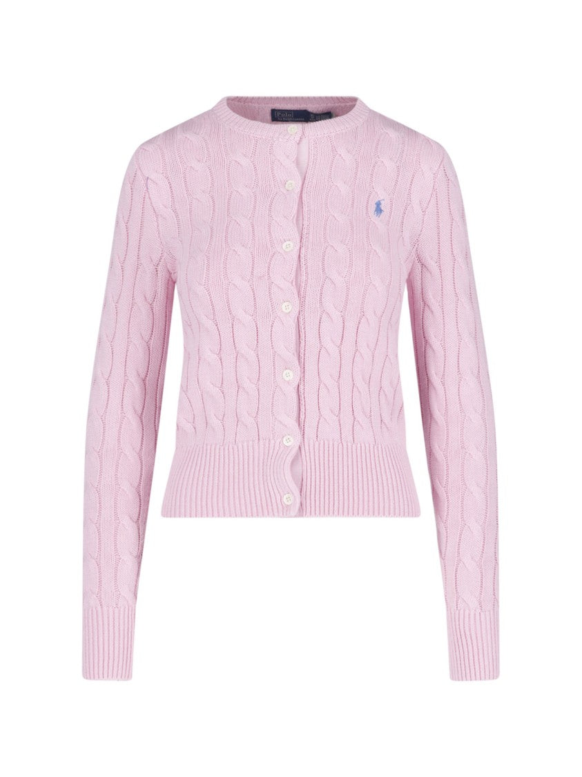 Polo Ralph Lauren Pink Cable-Knit Button-Down Cardigan