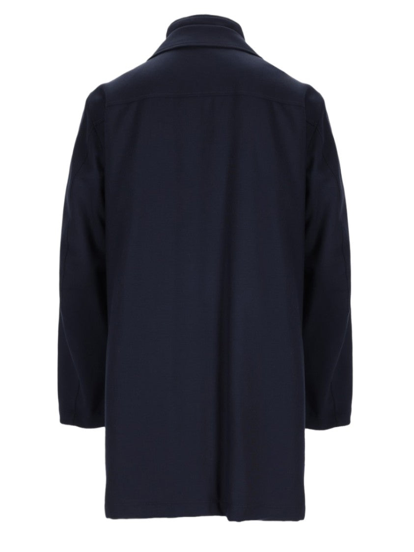 Fay Minimalist Blue Virgin Wool Trench Coat