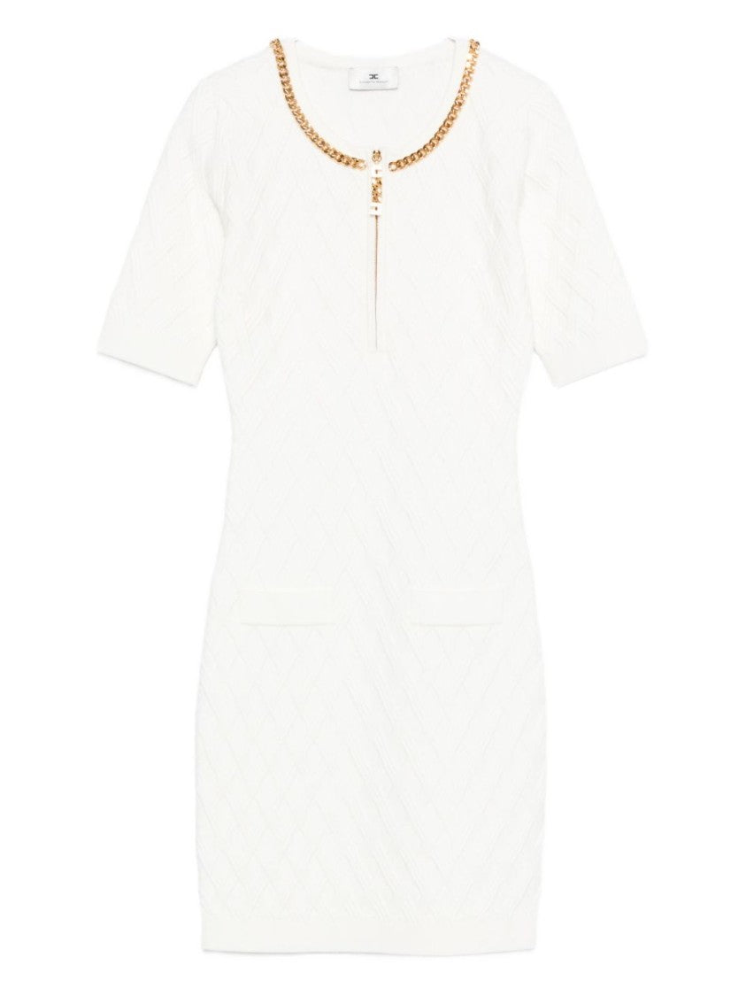 Elisabetta Franchi Fitted Mini Dress With Gold Chain Detail