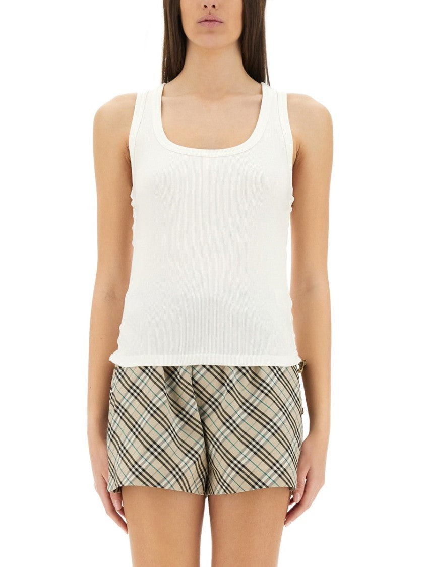 Burberry Scoop Neck Ribbed Tank Top