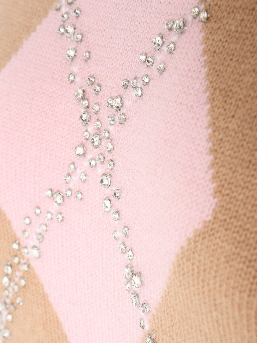 Max Mara Diamond Intarsia High-Neck Knit Sweater