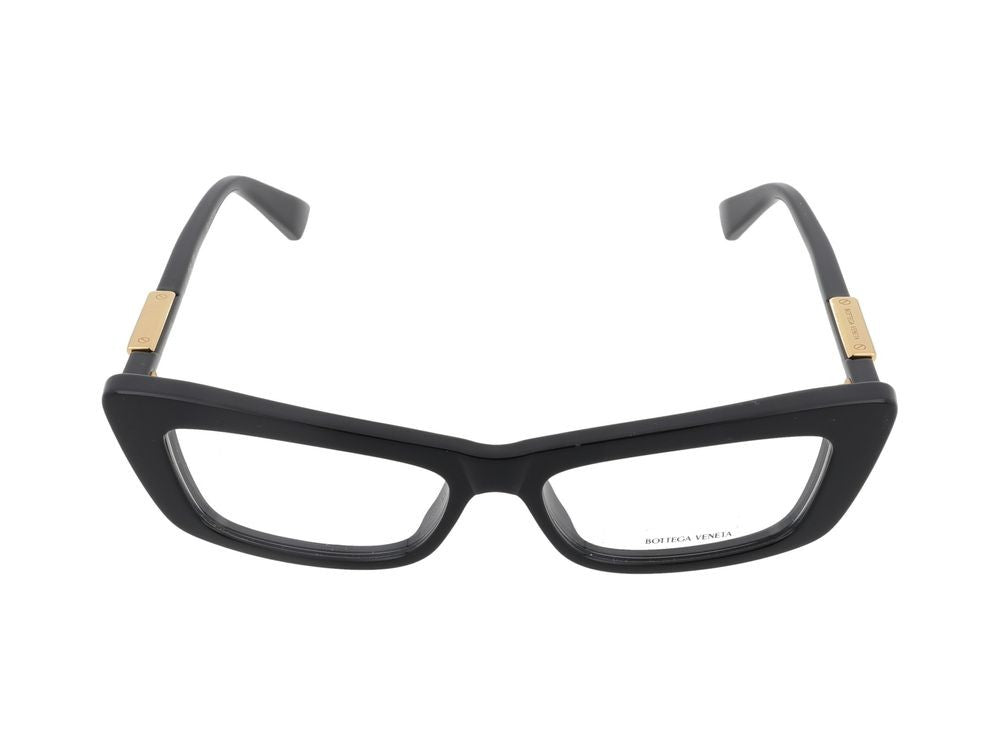 Bottega Veneta Black Gold Accent Bold Rectangular Eyeglasses