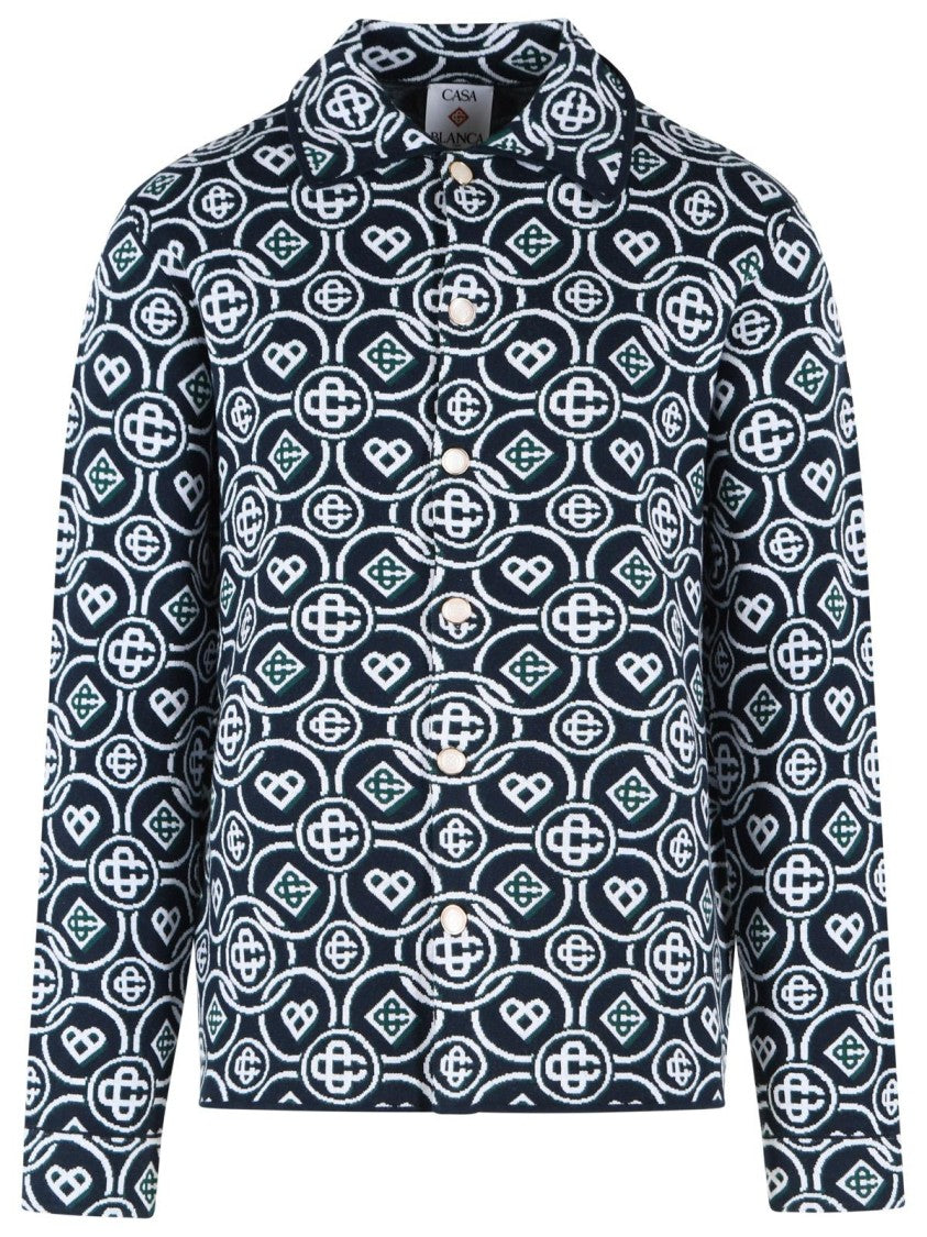 Casablanca Navy Cc Monogram Cotton Shirt