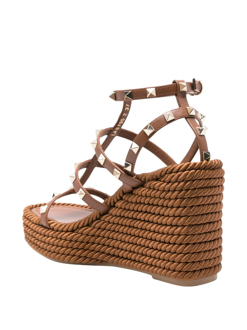 Valentino Wedge Pyramid-Stud Platform Sandals