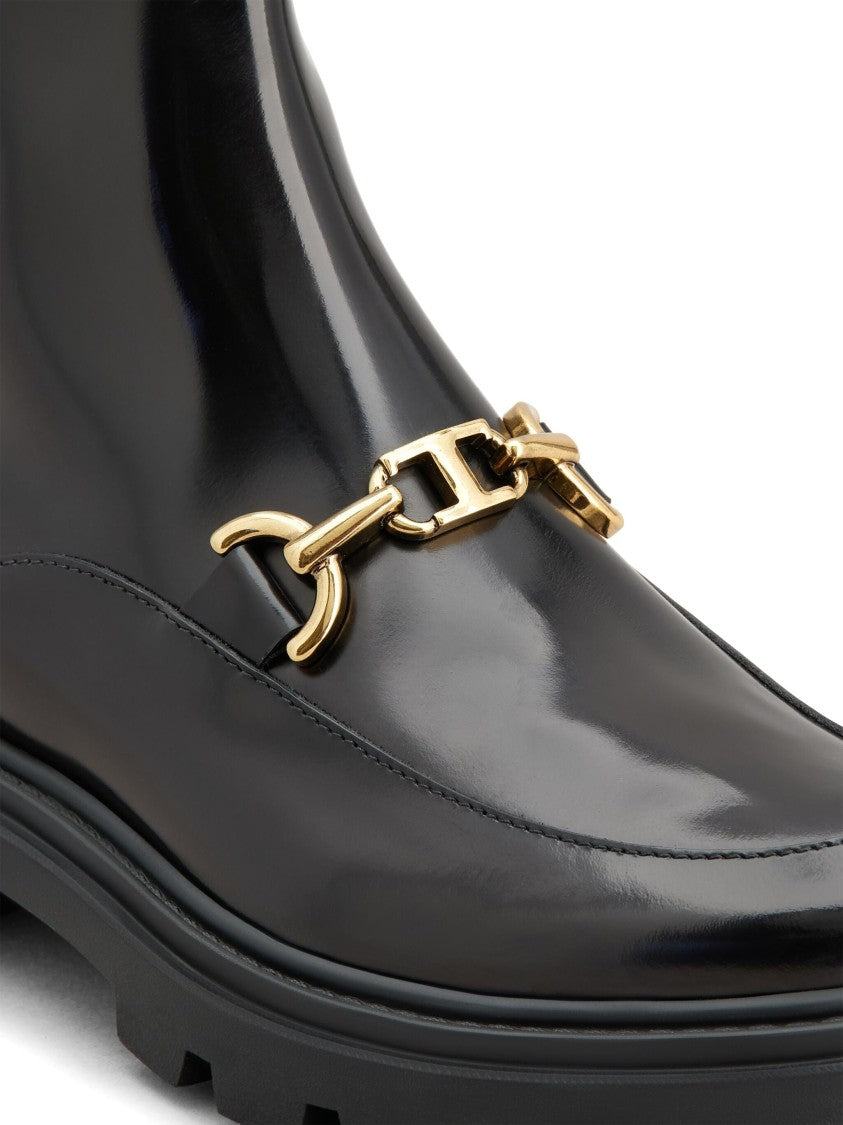 Tod's Glossy Black Ankle Boots