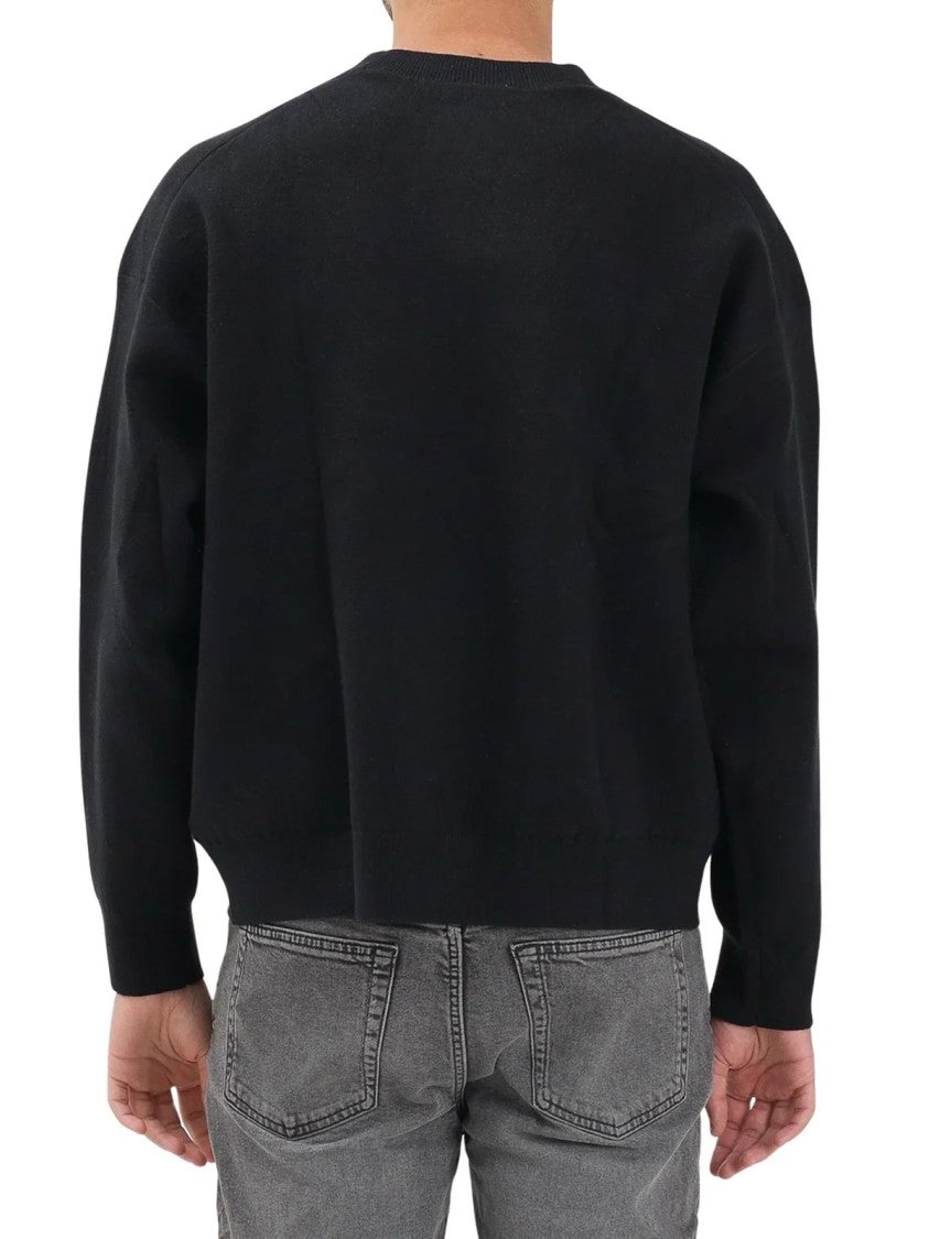 Calvin Klein Jeans Relaxed-Fit Black Knit Sweatshirt With Embroidered Logo