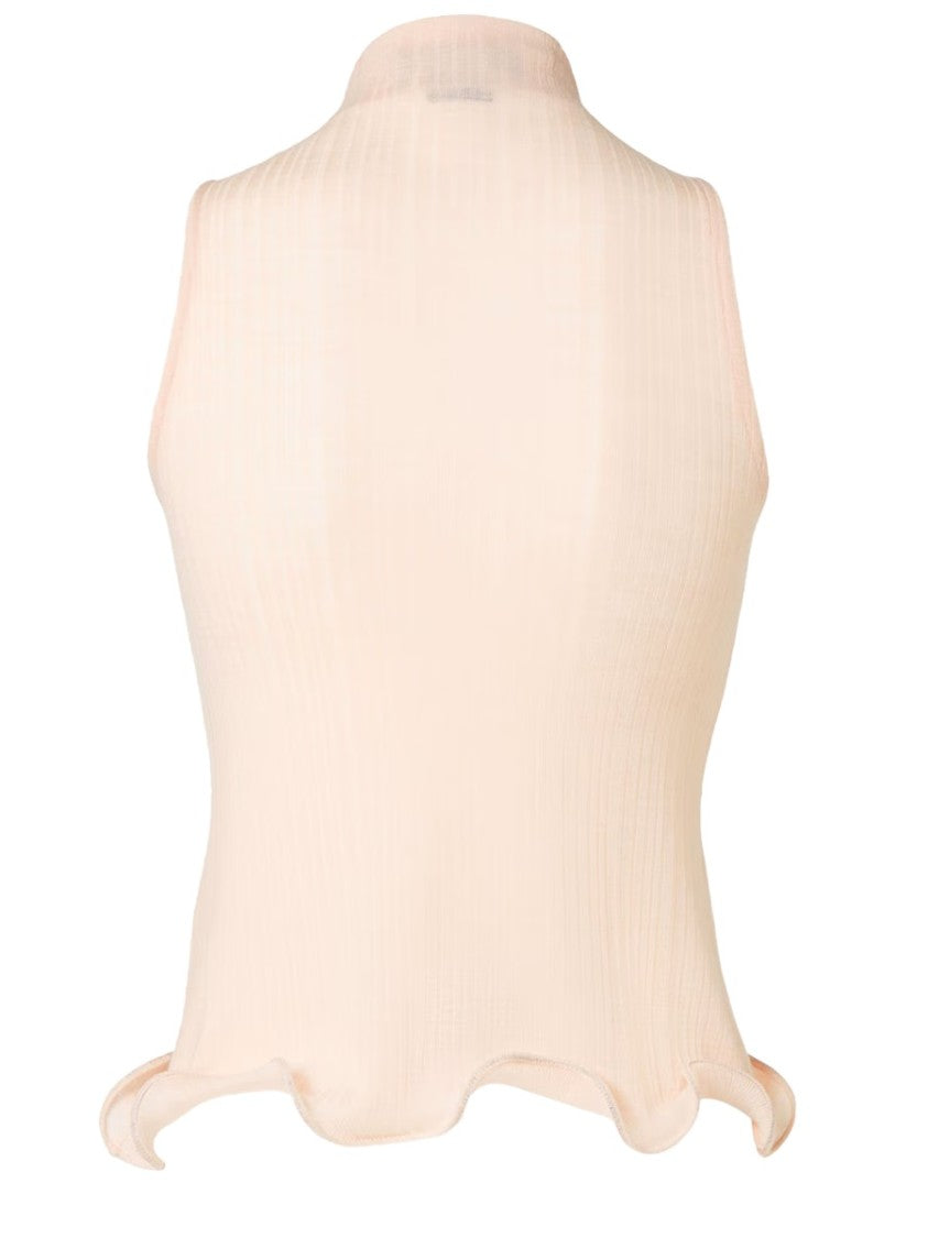 Fendi Virgin Wool Ribbed Knit Top