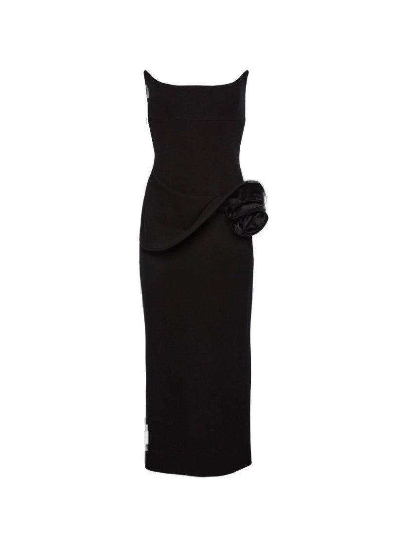 Magda Butrym Floral Applique Dress Black