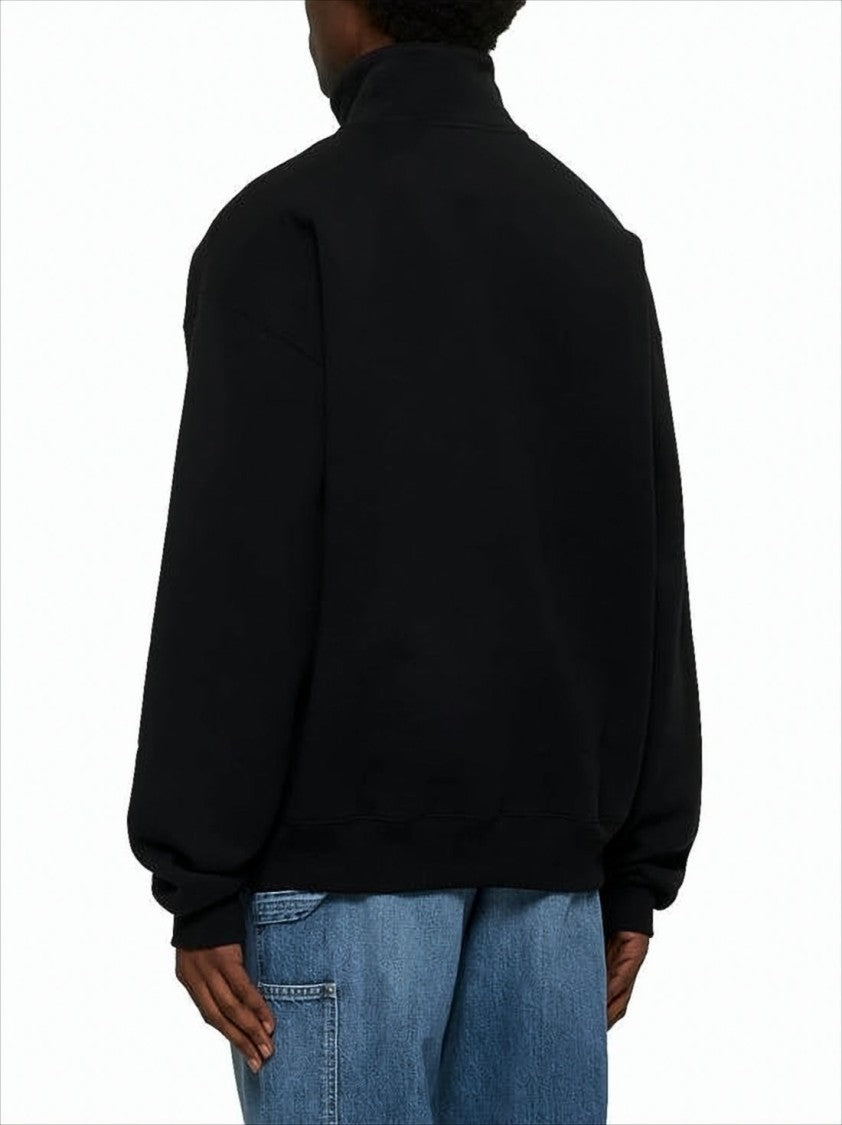 Jacquemus High Collar Pullover With Half-Zip Closure And Text Patch