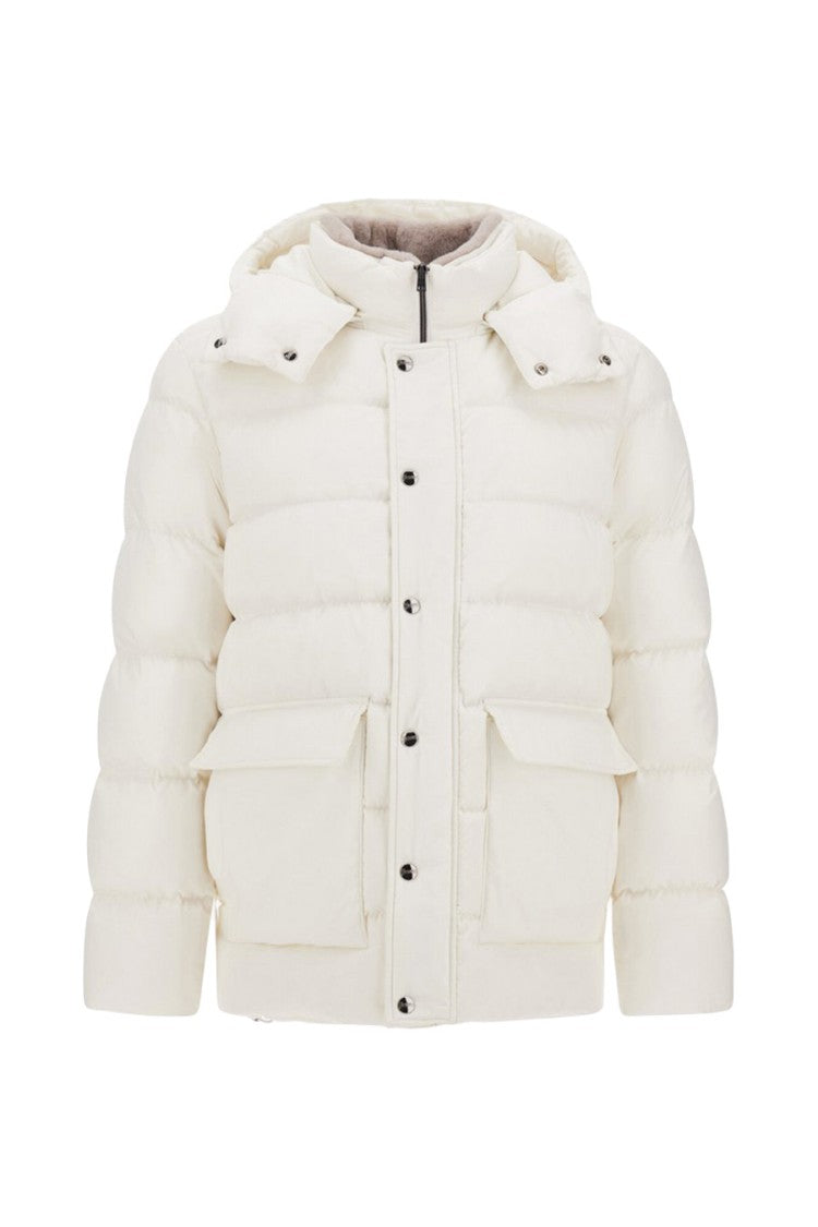 Herno Ivory Hooded Polyester Puffer Jacket