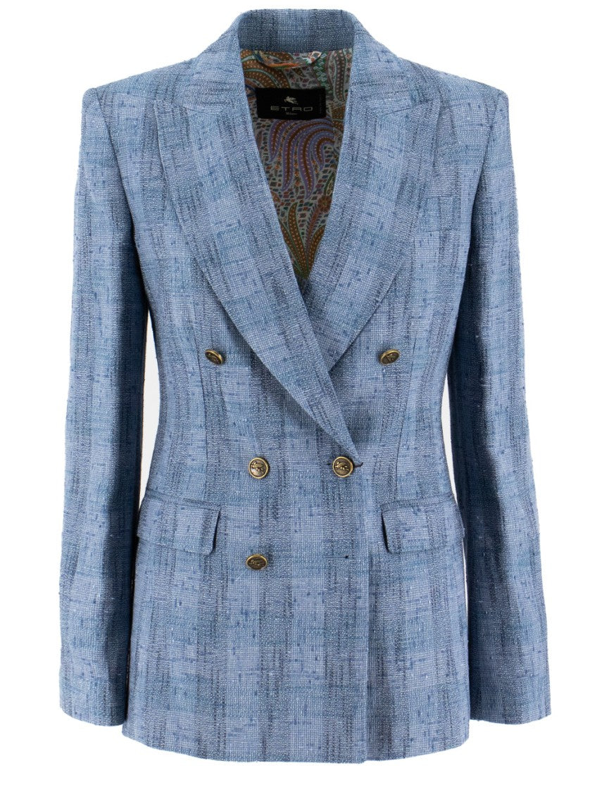 Etro Tailored Double-Breasted Jacket With Peaked Lapel And Embossed Buttons
