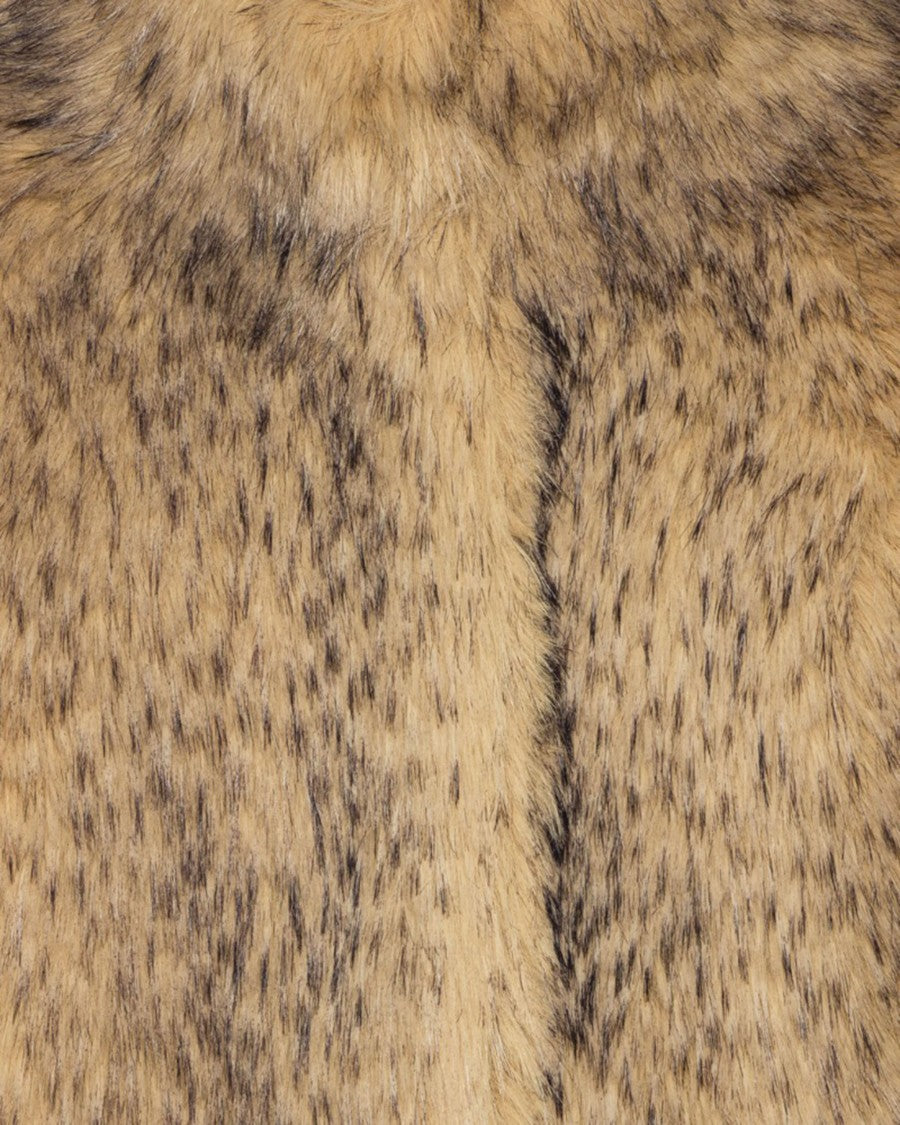 Rotate Beige Faux Fur Cropped Jacket