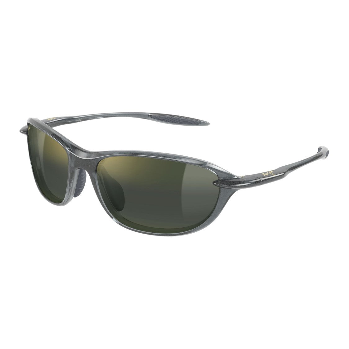 Maui Jim Hookipa Ultra R Semi-Rimless Sunglasses With Dark Green Tinted Lenses